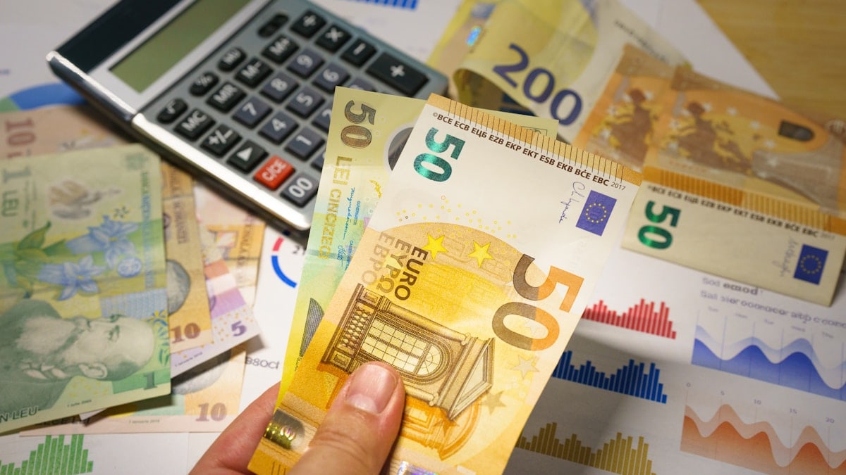 euro lei banknotes